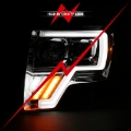 Picture of ANZO 2009-2013 Ford F-150 Projector Light Bar G4 Switchback Headlights Chrome Amber