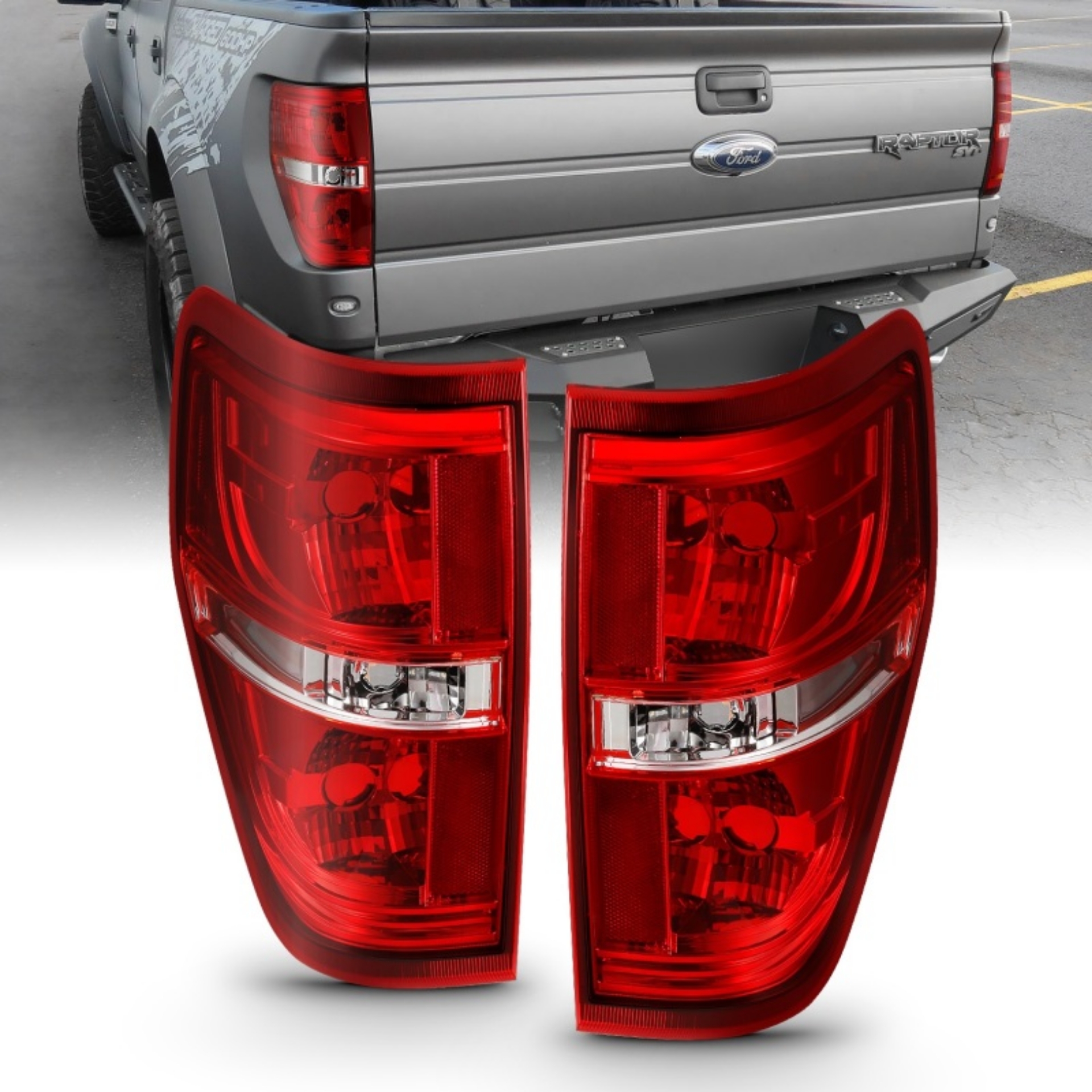 Picture of ANZO 2009-2014 Ford F-150 Euro Taillight Red-Clear W-O Bulb