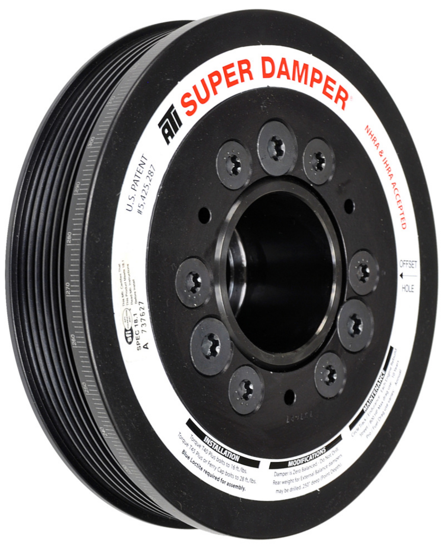 Picture of ATI Damper - 6-78in - AL - 6 Grv - 10 Per UD - LS1-2-3-6-L76 - 97-13 28T 8mm HTD Drive Rear - 3 Rng