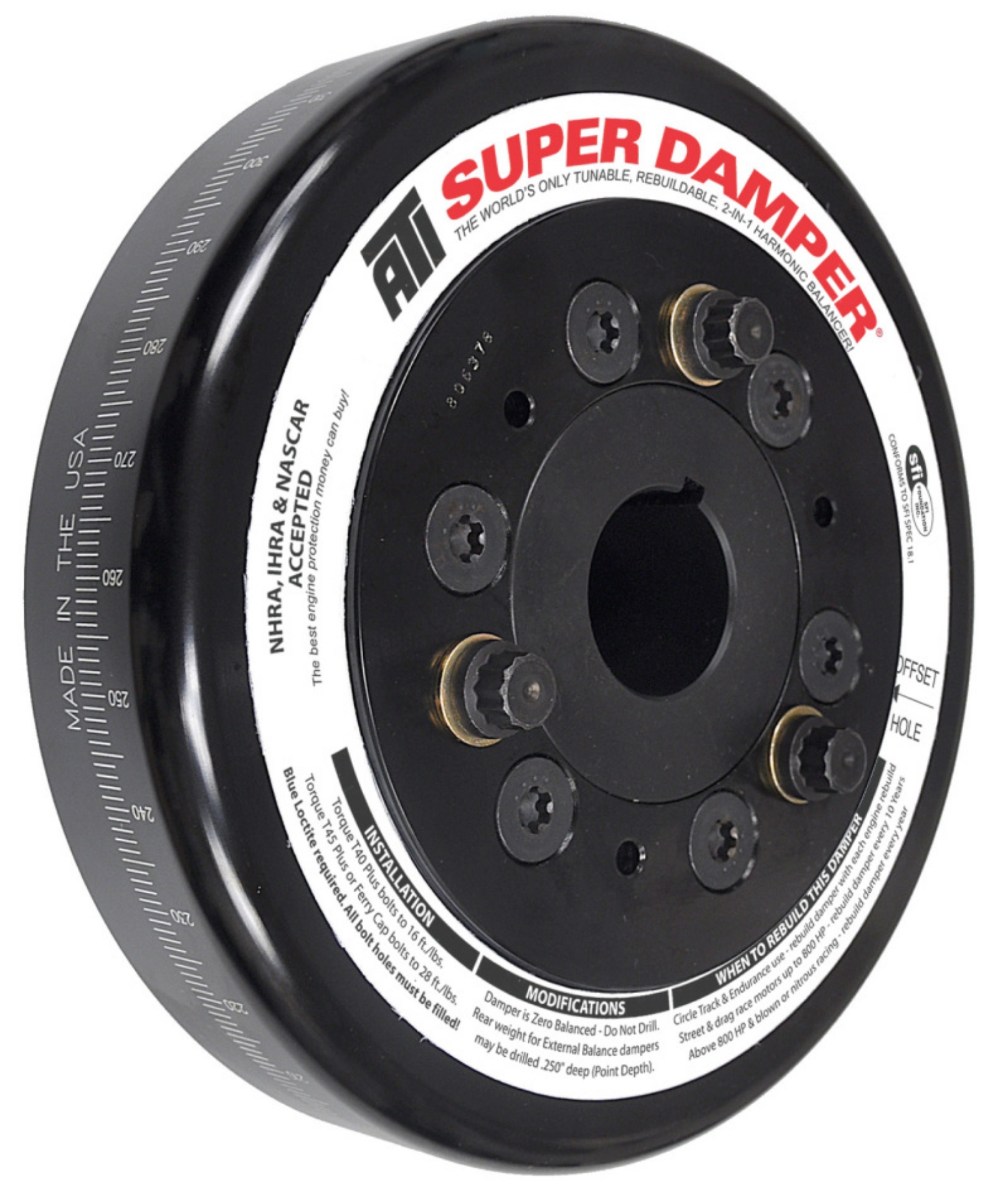 Picture of ATI Damper - 7-074in - Steel - Chevy SB - 90 Deg V6 - Pont 4 Cyl - 3 Ring - 1Pc