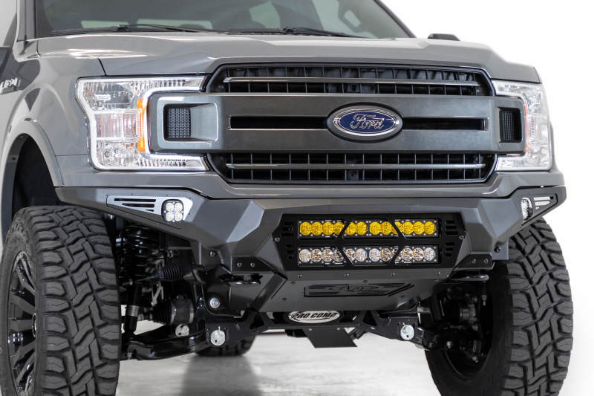 Picture of Addictive Desert Designs 18-20 Ford F-150 Bomber Front Bumper w- Dual 20IN LED Mounts