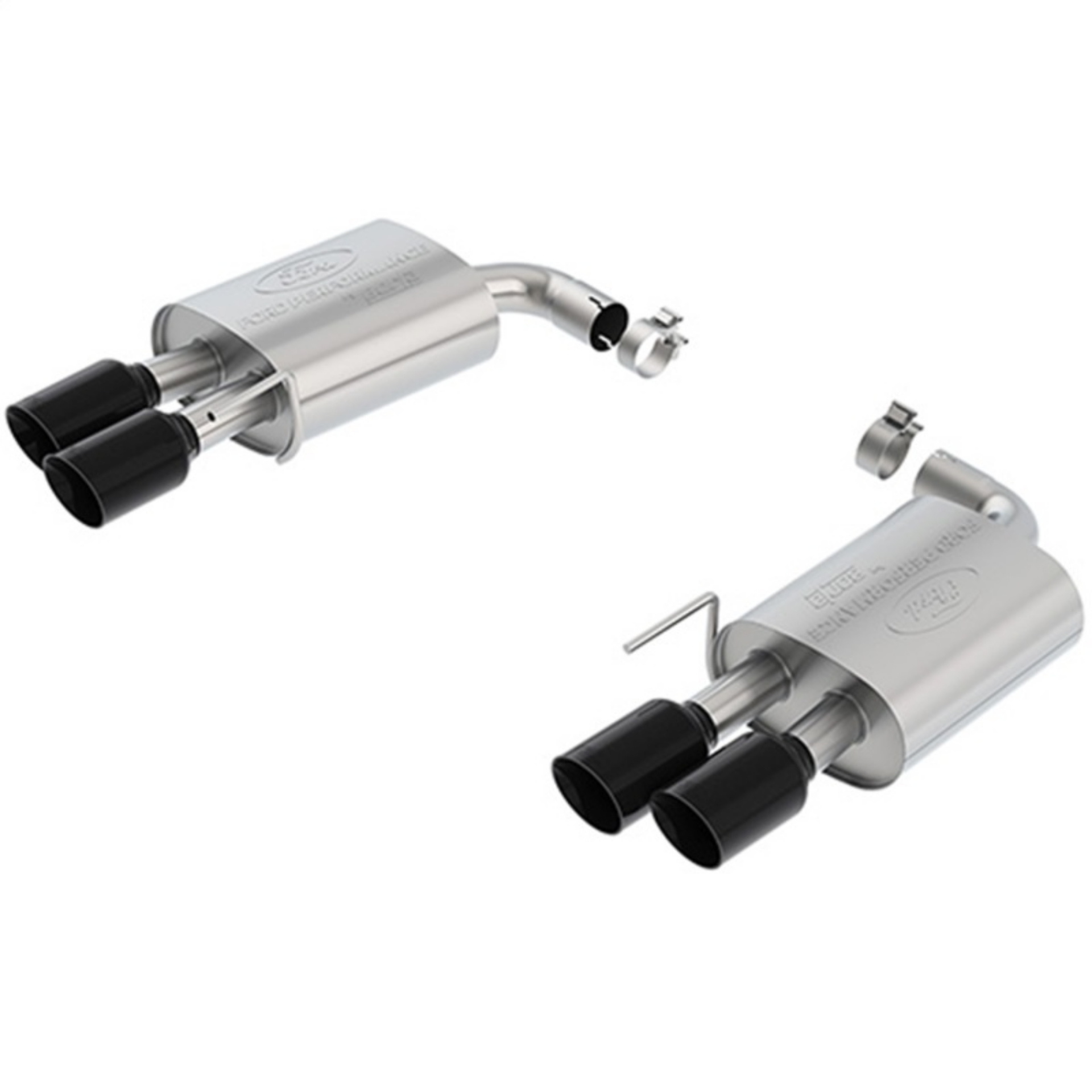 Picture of Ford Racing 18-19 Ford Mustang GT 5-0L Touring Muffler Kit w- Black Chrome Exhaust Tips