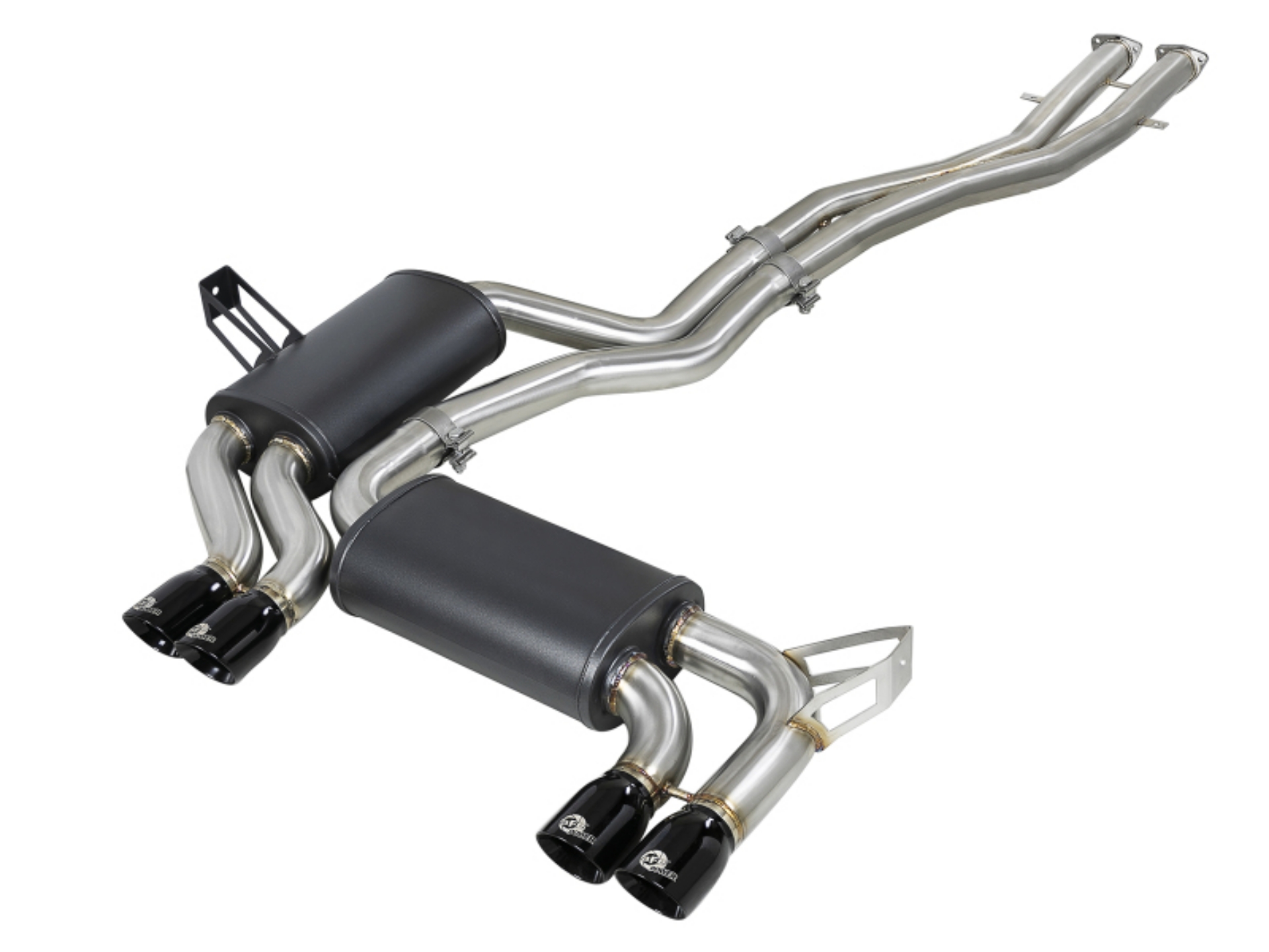 Picture of aFe MACH ForceXP 2-5 IN 304 Stainless Steel Cat-Back Exhaust System w- Black Tips 01-06 BMW M3 E46