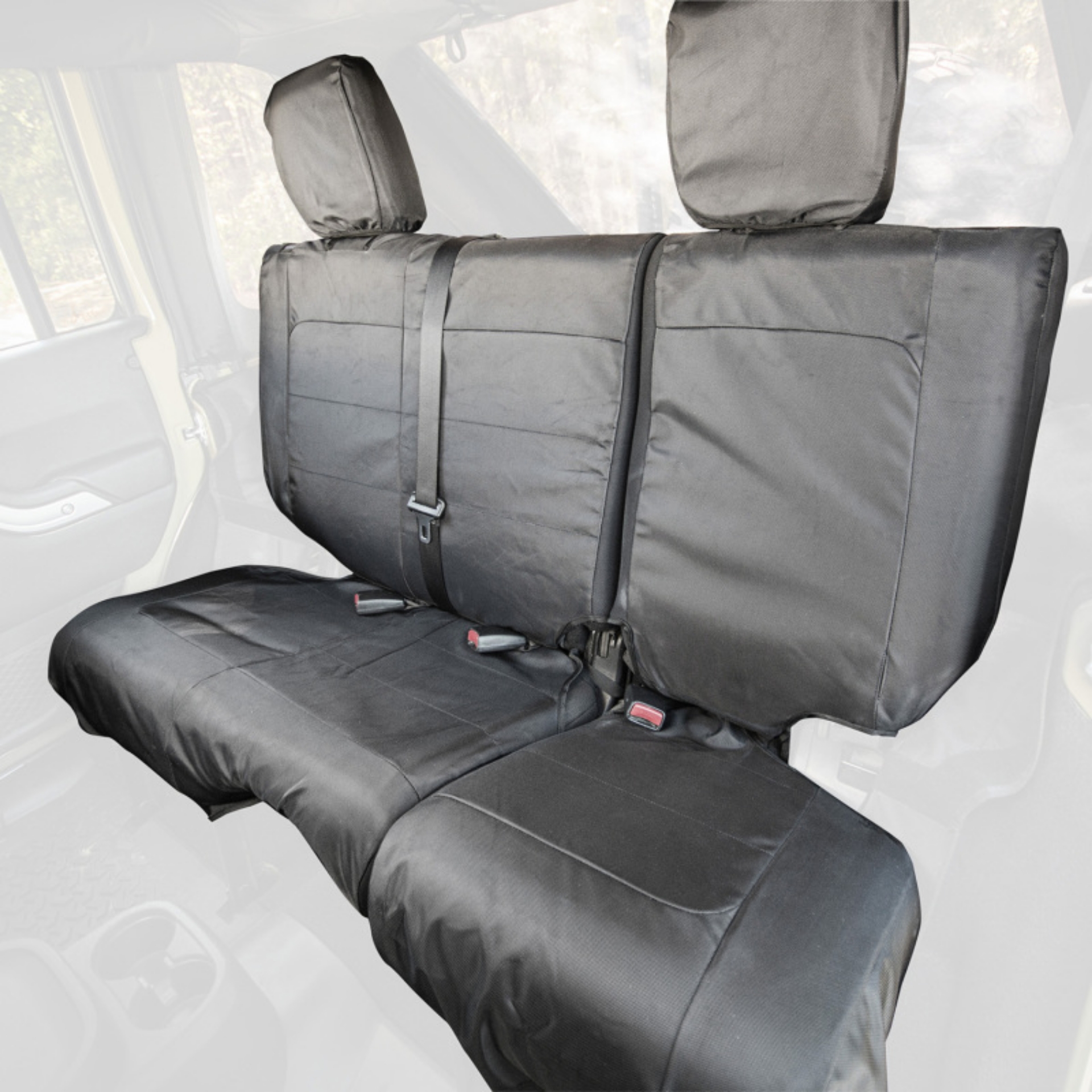 Picture of Rugged Ridge Ballistic Seat Cvr Rear Black 840D 07-10 JK 4Dr