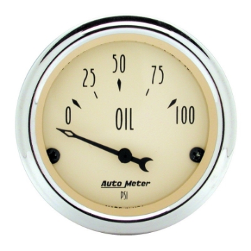 Picture of Autometer 2-1-16 inch Electric Oil Pressure 100PSI Antique Beige Gauge