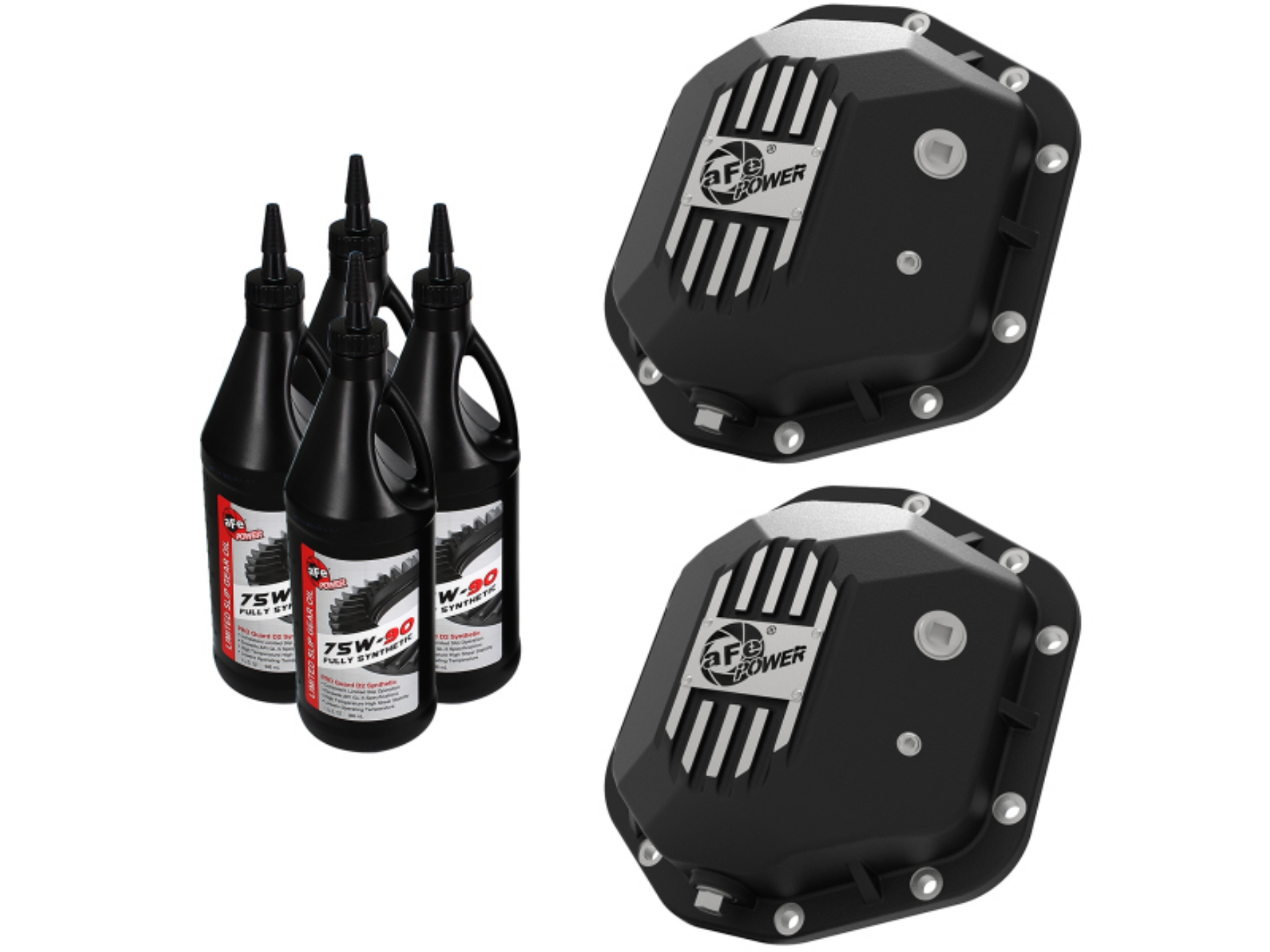Picture of aFe Power Pro Series Dana 44 Front & Rear Diff Cover Black w- Mach Fins 97-18 Jeep Wrangler TJ-JK