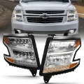 Picture of ANZO 15-20 Chevy Tahoe-Suburban LED Light Bar Style Headlights w-Sequential Chrome w-Amber