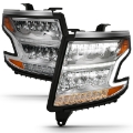 Picture of ANZO 15-20 Chevy Tahoe-Suburban LED Light Bar Style Headlights w-Sequential Chrome w-Amber