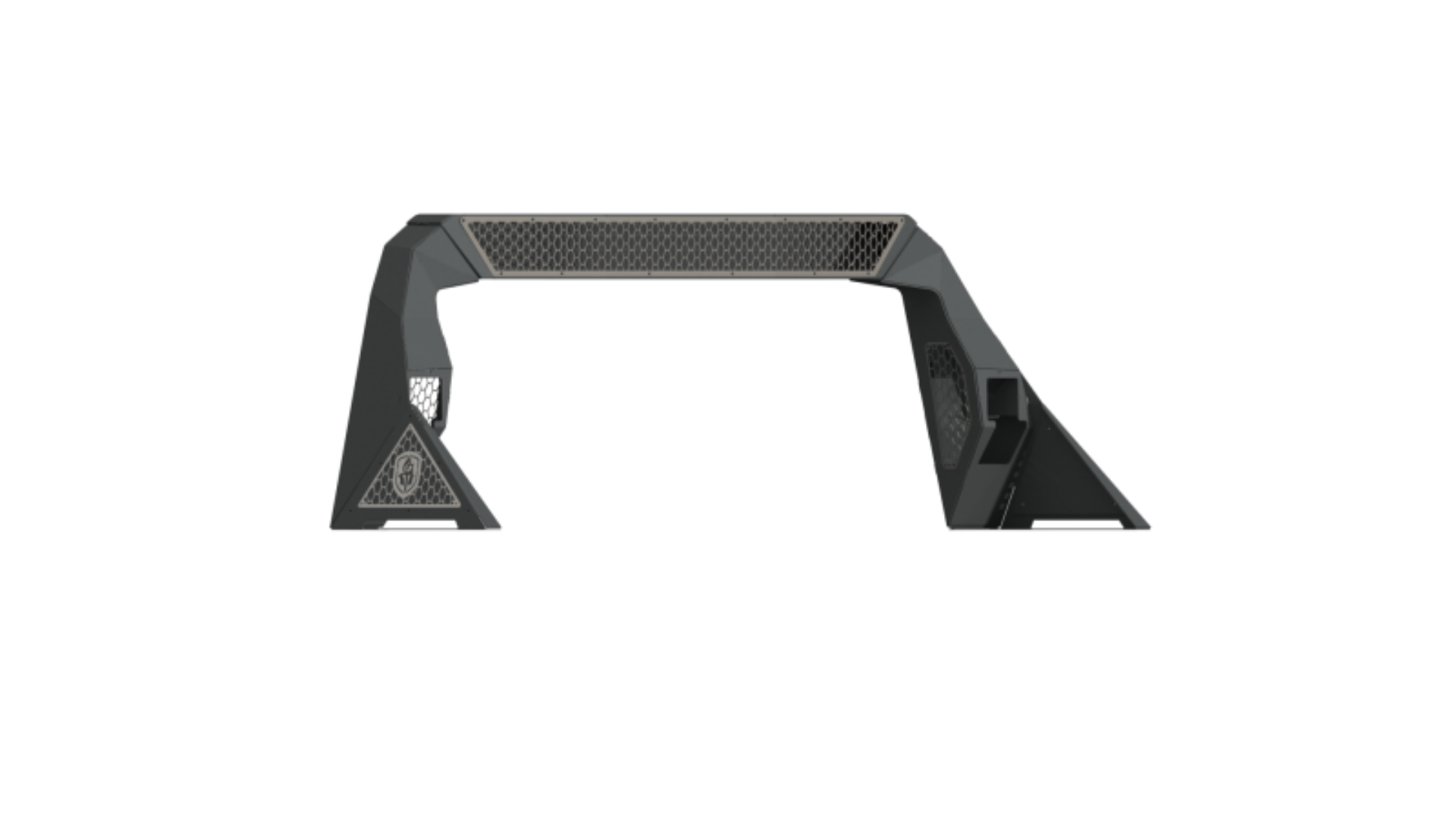 Picture of Road Armor 10-19 Dodge 1500 iDentity Headache Rack w-Bedrail Pods-40in Center Light Pod-Hyve Raw