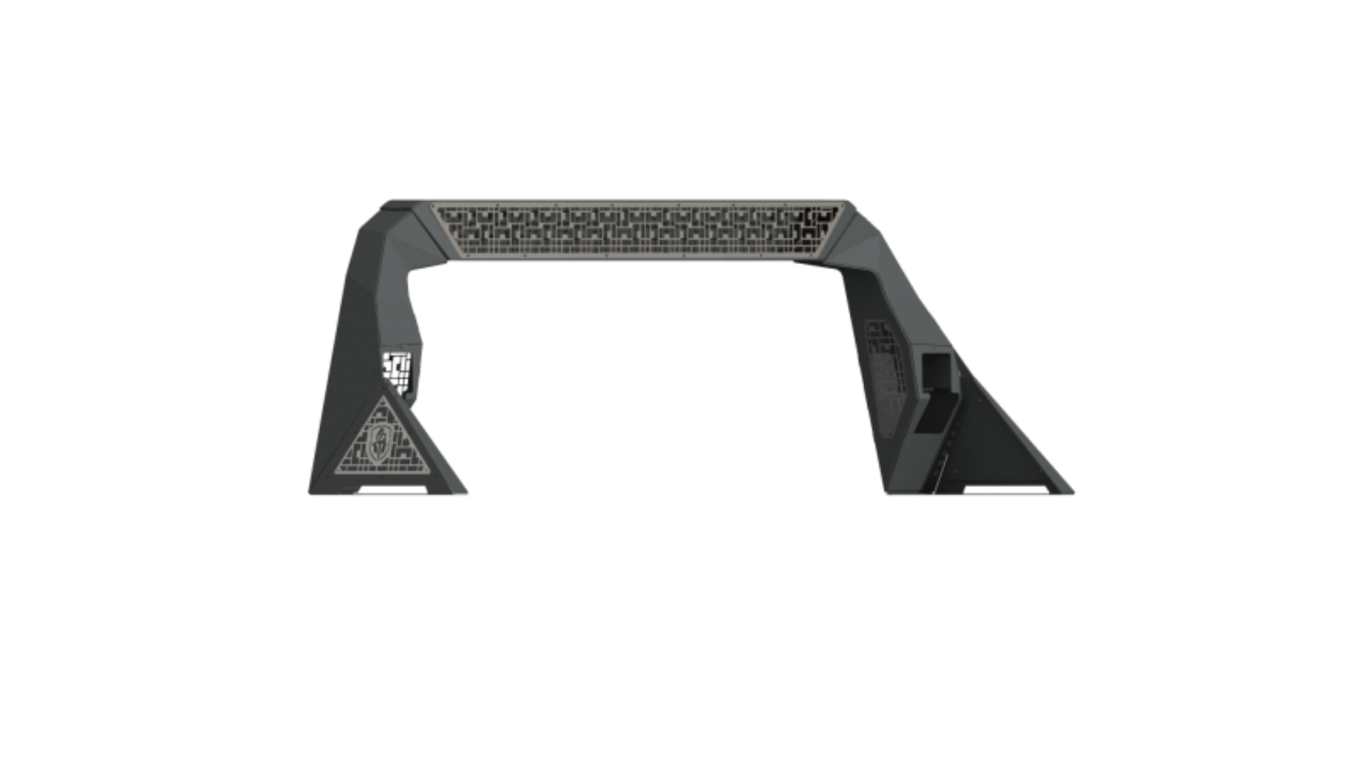 Picture of Road Armor 99-20 Ford F-250 iD Headache Rack w-Bedrail Pods- 40in Center Light Pod-iD Raw