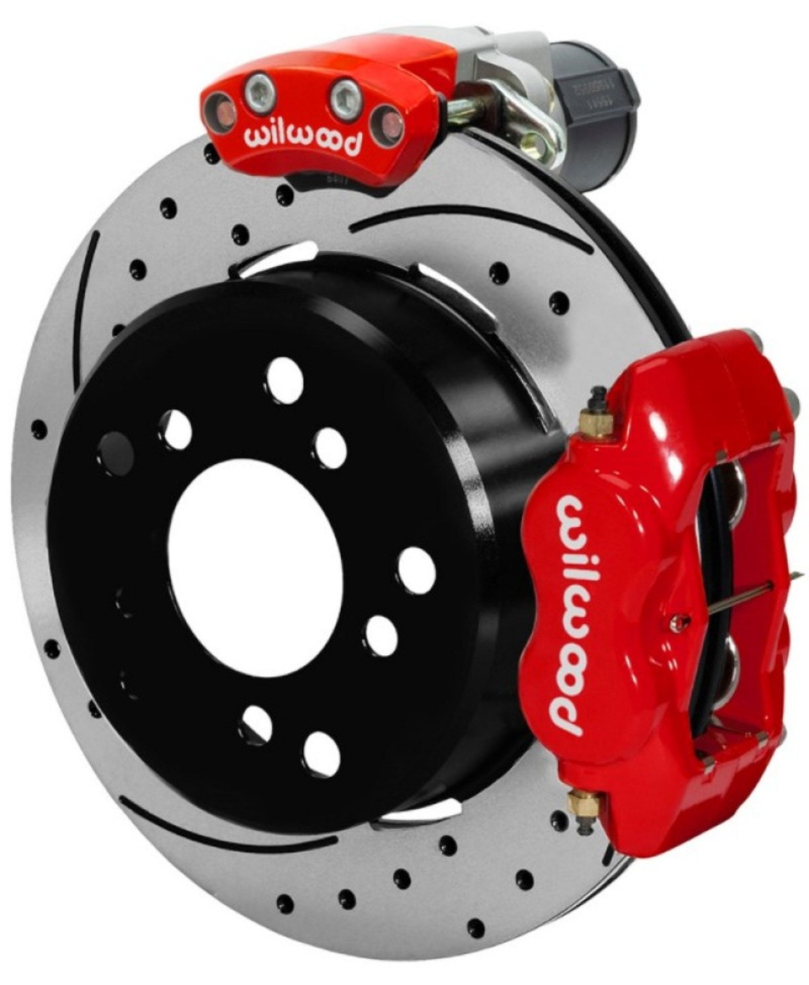 Picture of Wilwood Forged Dynalite Rear Electronic Parking Brake Kit - Red Powder Coat Caliper - D-S Rotor