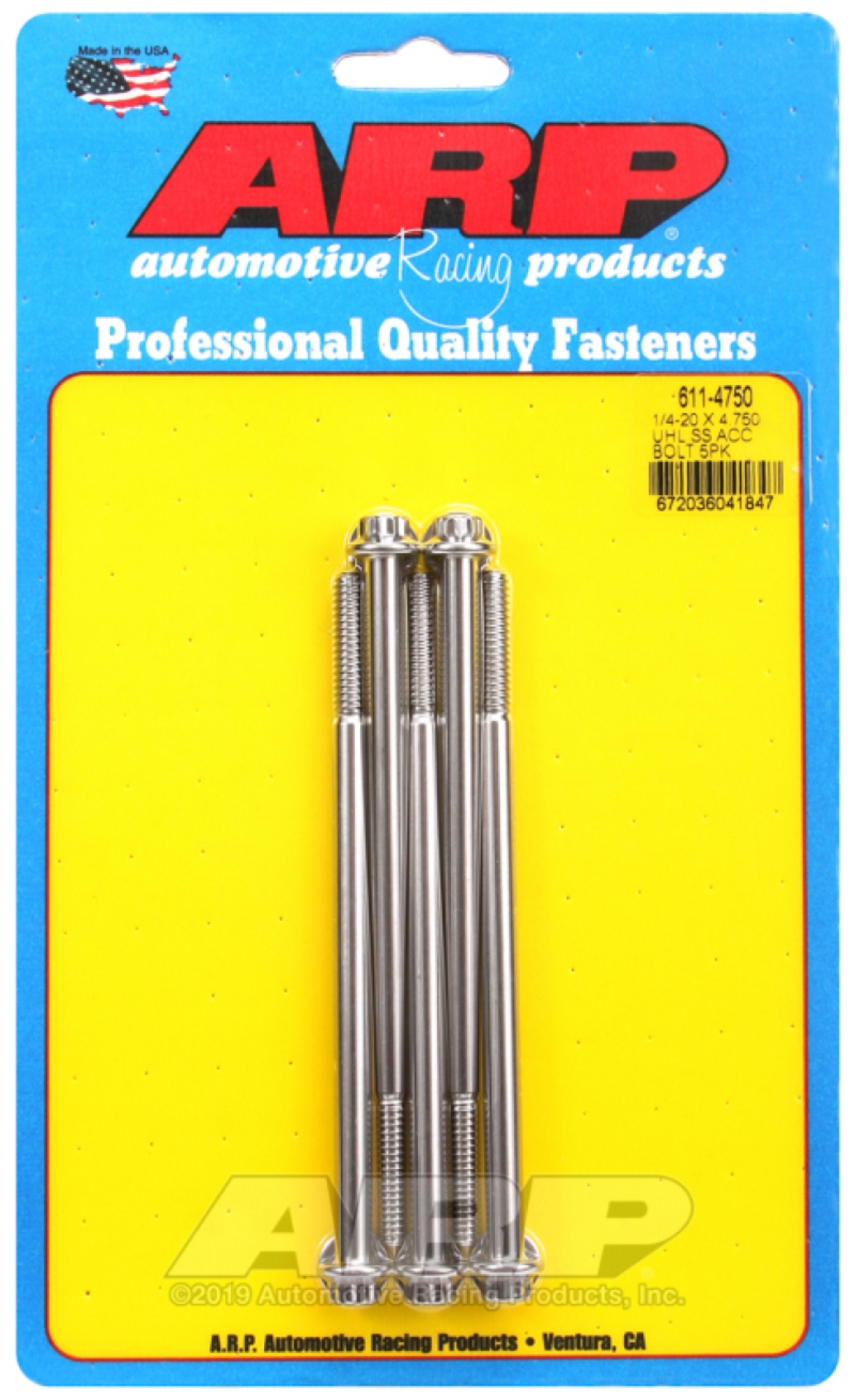 Picture of ARP 1-4-20 x 4-750 12pt Stainless Steel Bolts Set of 5