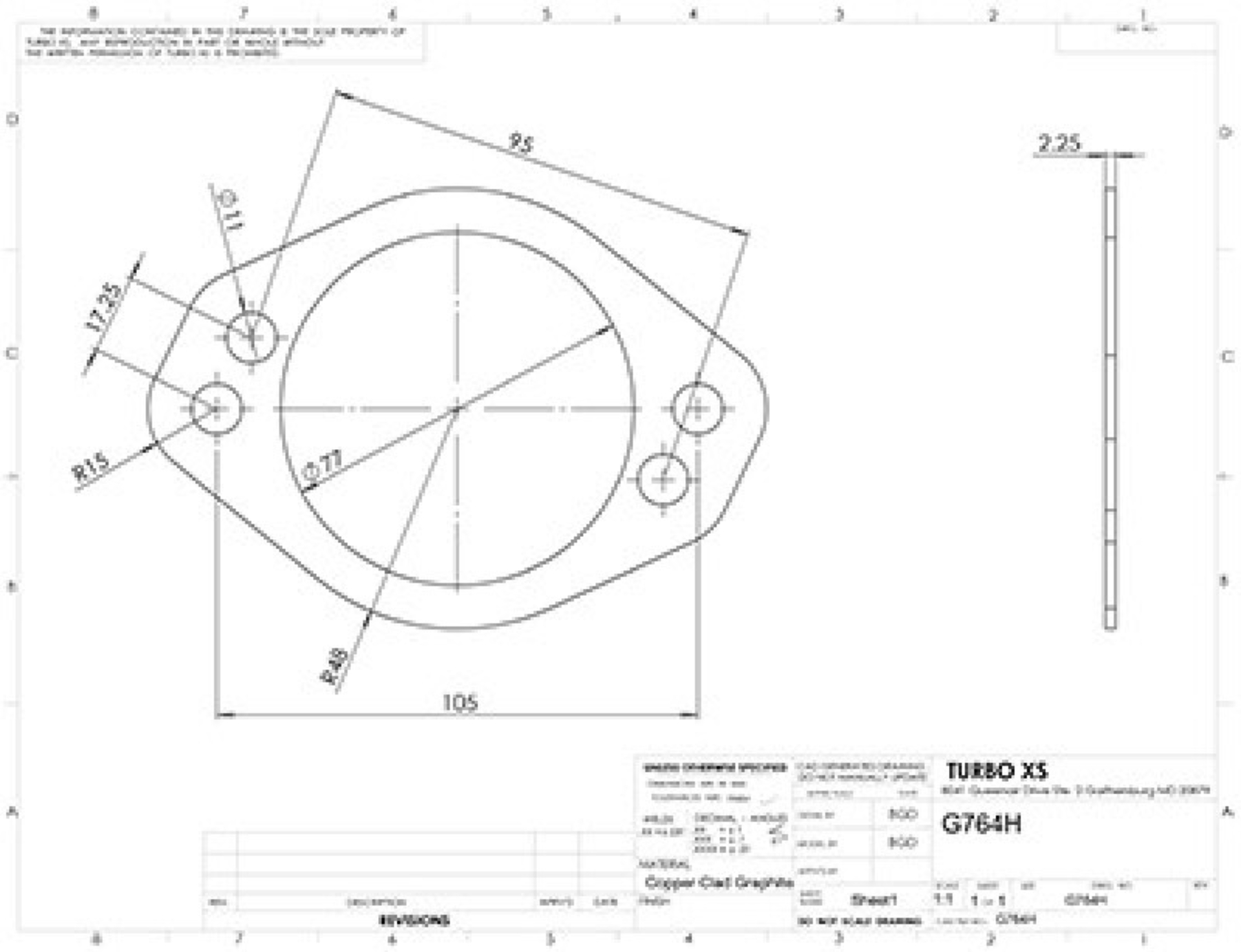 Picture of Turbo XS 4 Hole 3in Gasket 105mm Center-to-Center Fits WS-MP-V2 - WS02-RMA - WS02-RMA-TI