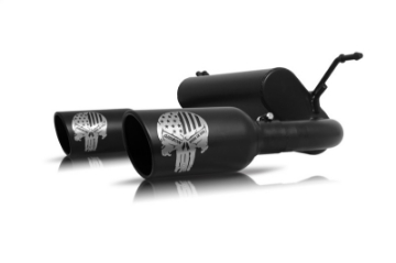 Picture of Gibson 07-17 Jeep Wrangler Sport 3-6L 2-5in Patriot Skull Series Cat-Back Dual Exhaust - Blk Ceramic
