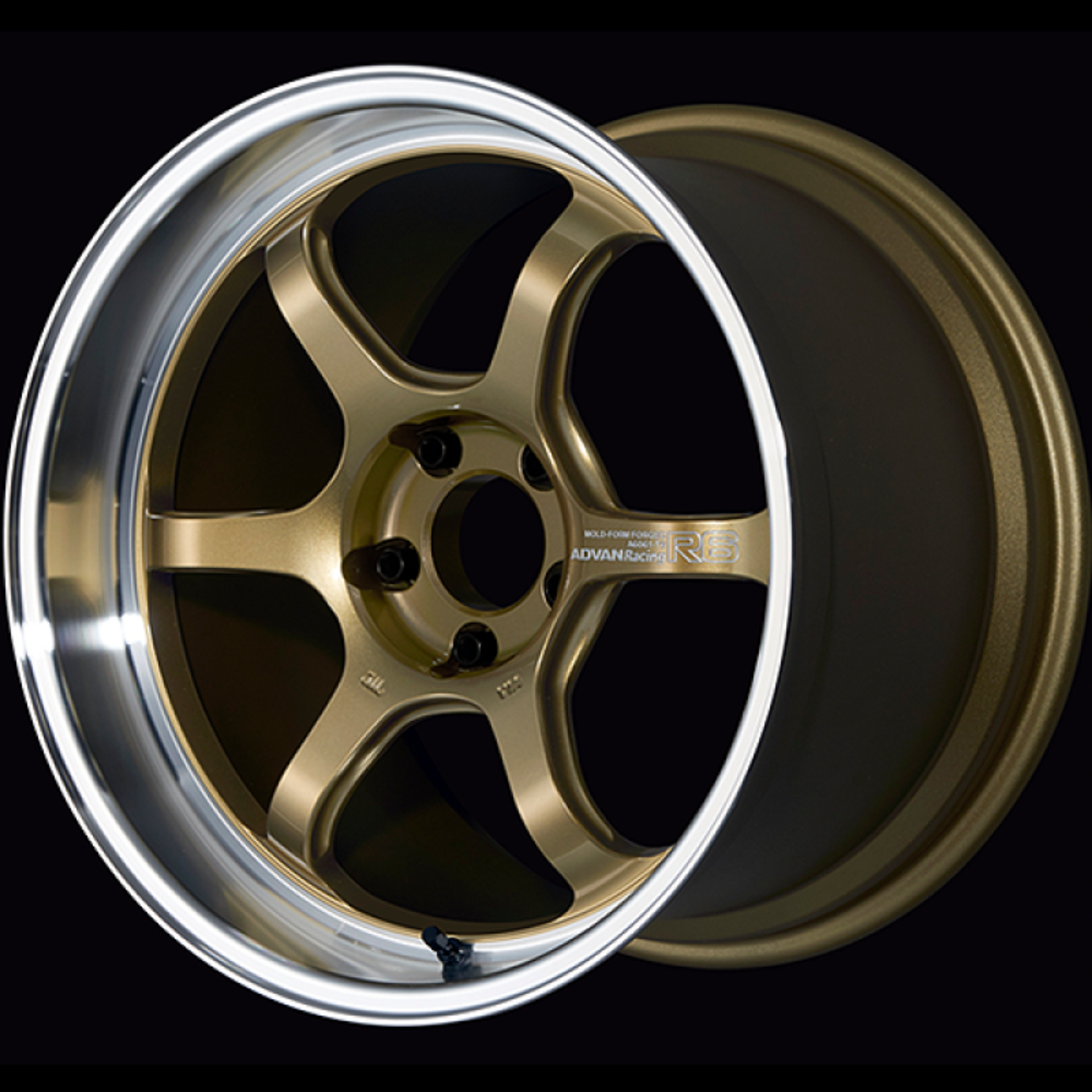 Picture of Advan R6 18x8-0 +45 5-114-3 Machining & Racing Brass Gold Wheel