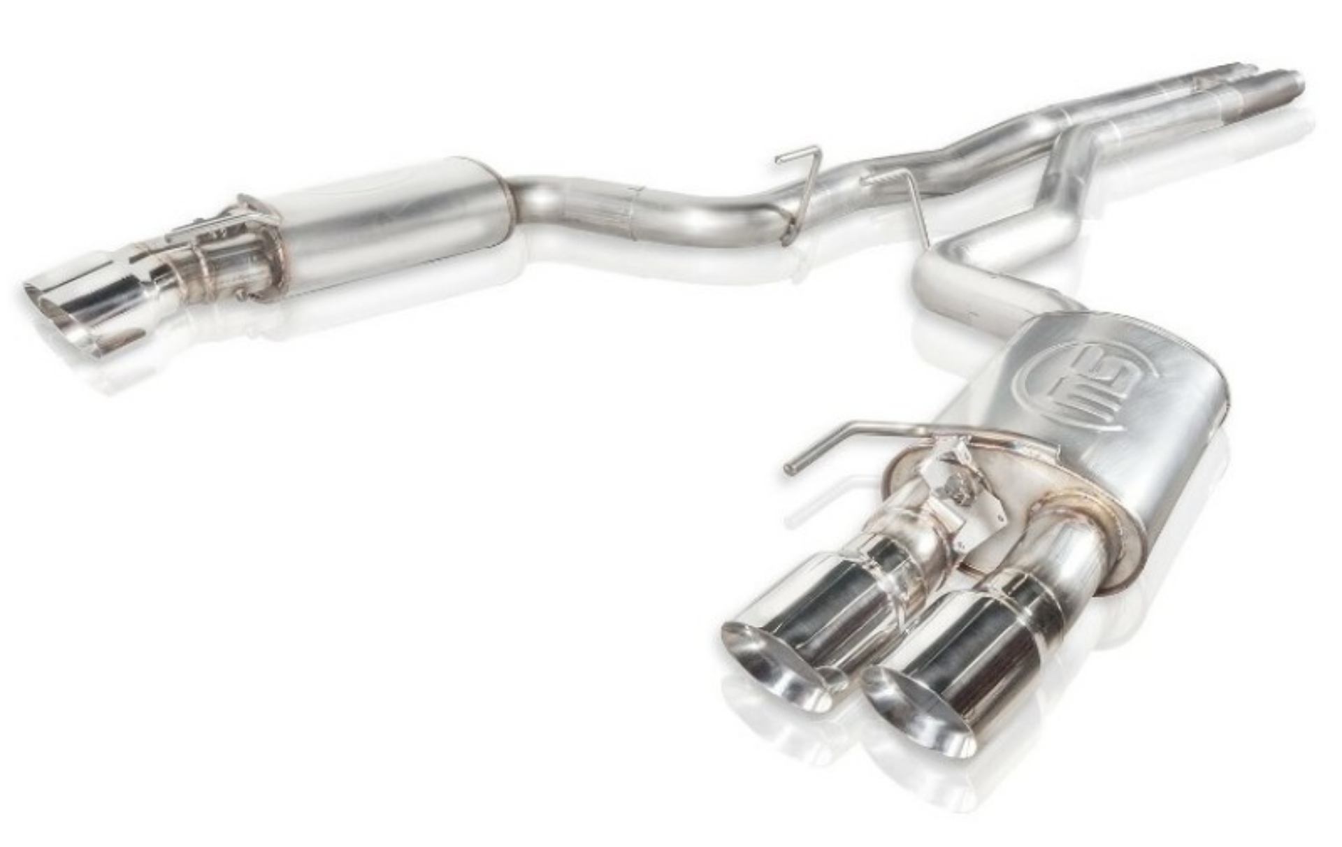 Picture of Stainless Works 2018+ Ford Mustang GT 3in Legend Series Catback H-Pipe w-Active Valves & Quad Tips