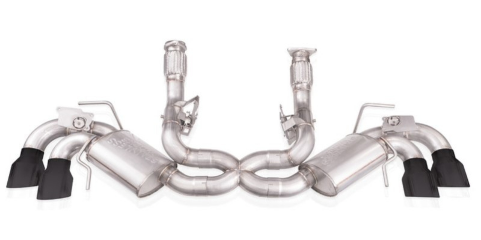 Picture of Stainless Works 20-21 Chevrolet Corvette C8 6-2L Redline Cat-Back Exhaust w- Matte Black Tips