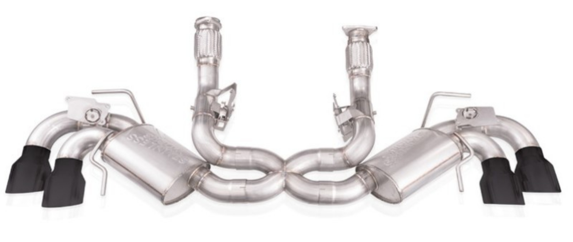 Picture of Stainless Works 20-21 Chevrolet Corvette C8 6-2L Legend Cat-Back Exhaust w- Matte Black Tips