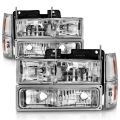 Picture of ANZO 88-98 Chevrolet C1500 Crystal Headlights Chrome w- Signal and Side Marker Lights