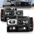 Picture of ANZO 88-98 Chevrolet C1500 Crystal Headlights Black Housing w- Signal and Side Marker Lights