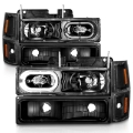 Picture of ANZO 88-98 Chevrolet C1500 Crystal Headlights Black Housing w- Signal and Side Marker Lights