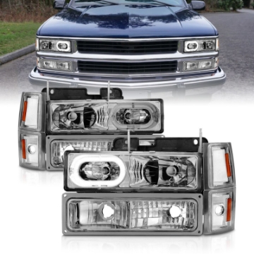 Picture of ANZO 88-98 Chevrolet C1500 Crystal Headlights Chrome Housing w- Signal and Side Marker Lights