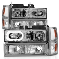 Picture of ANZO 88-98 Chevrolet C1500 Crystal Headlights Chrome Housing w- Signal and Side Marker Lights