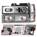 Picture of ANZO 88-98 Chevrolet C1500 Crystal Headlights Chrome Housing w- Signal and Side Marker Lights