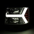 Picture of AlphaRex 07-13 Chevy 1500 LUXX LED Proj Headlights Plank Design Chrome w- Activ Light-Seq Signal-DRL