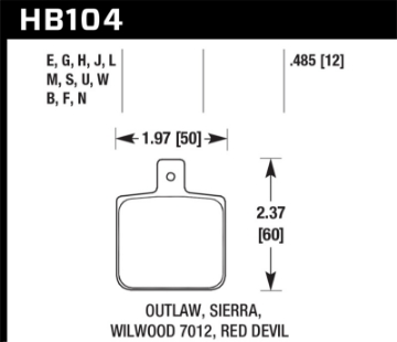Picture of Hawk DTC-60 Wilwood DL Single Outlaw w- 0-156in Center Hole Race Brake Pads