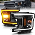 Picture of ANZO 2018-2020 Ford F-150 Projector Headlight w- Plank Style Switchback Black Housing