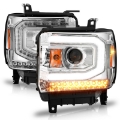 Picture of ANZO 2014-2015 GMC Sierra 1500 Projector Headlights w- Light Bar Chrome Housing Halogen Type