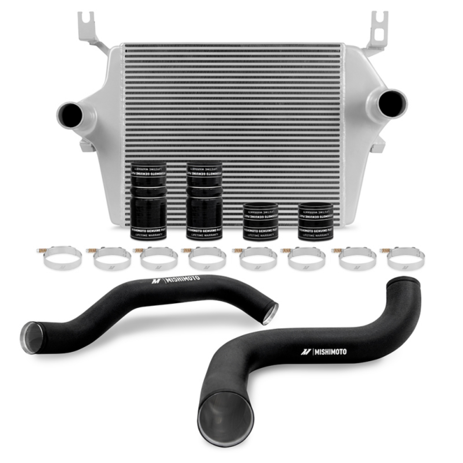 Picture of Mishimoto 99-03 Ford 7-3L Powerstroke PSD Silver Intercooler Kit w- Black Pipes