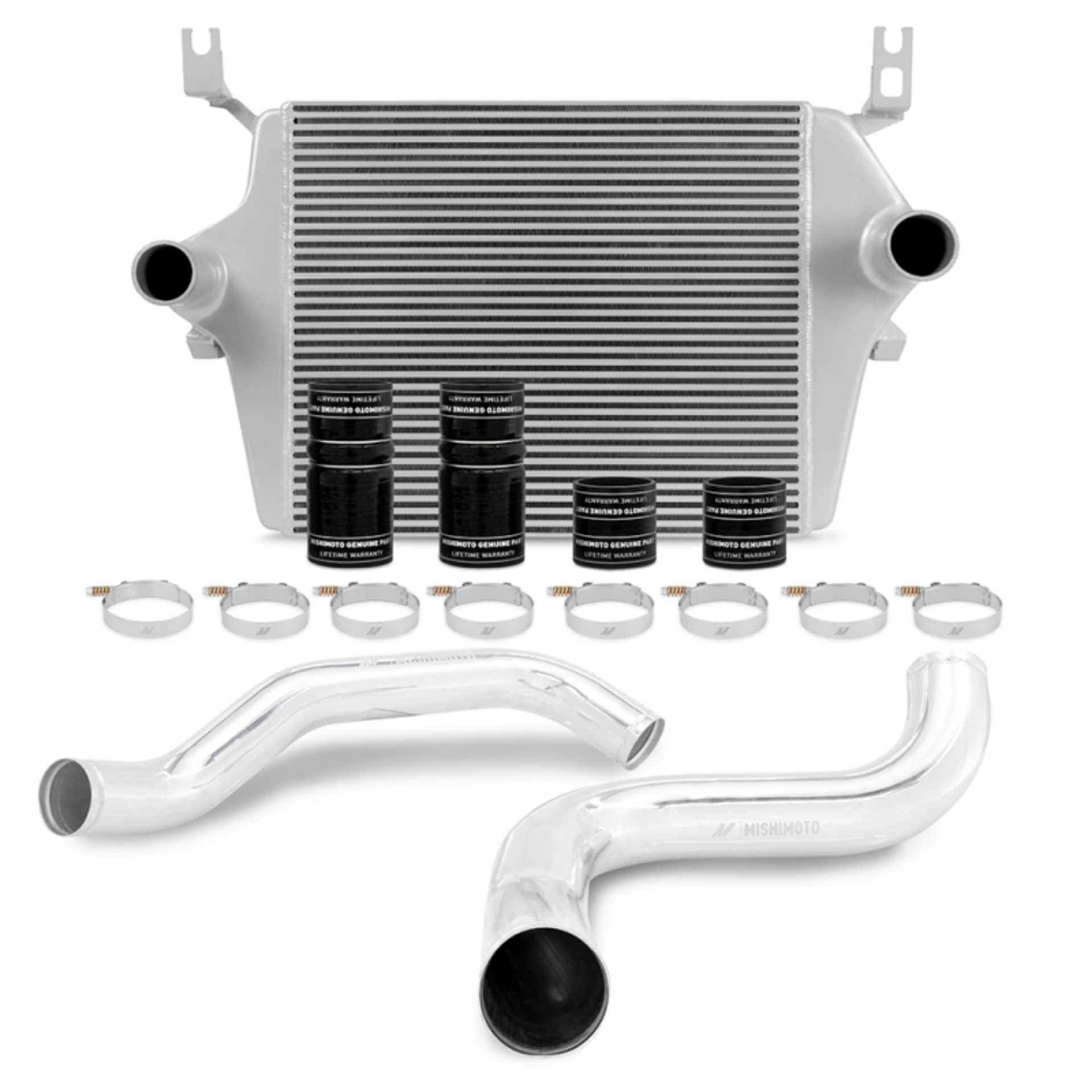 Picture of Mishimoto 99-03 Ford 7-3L Powerstroke PSD Silver Intercooler Kit w- Polished Pipes