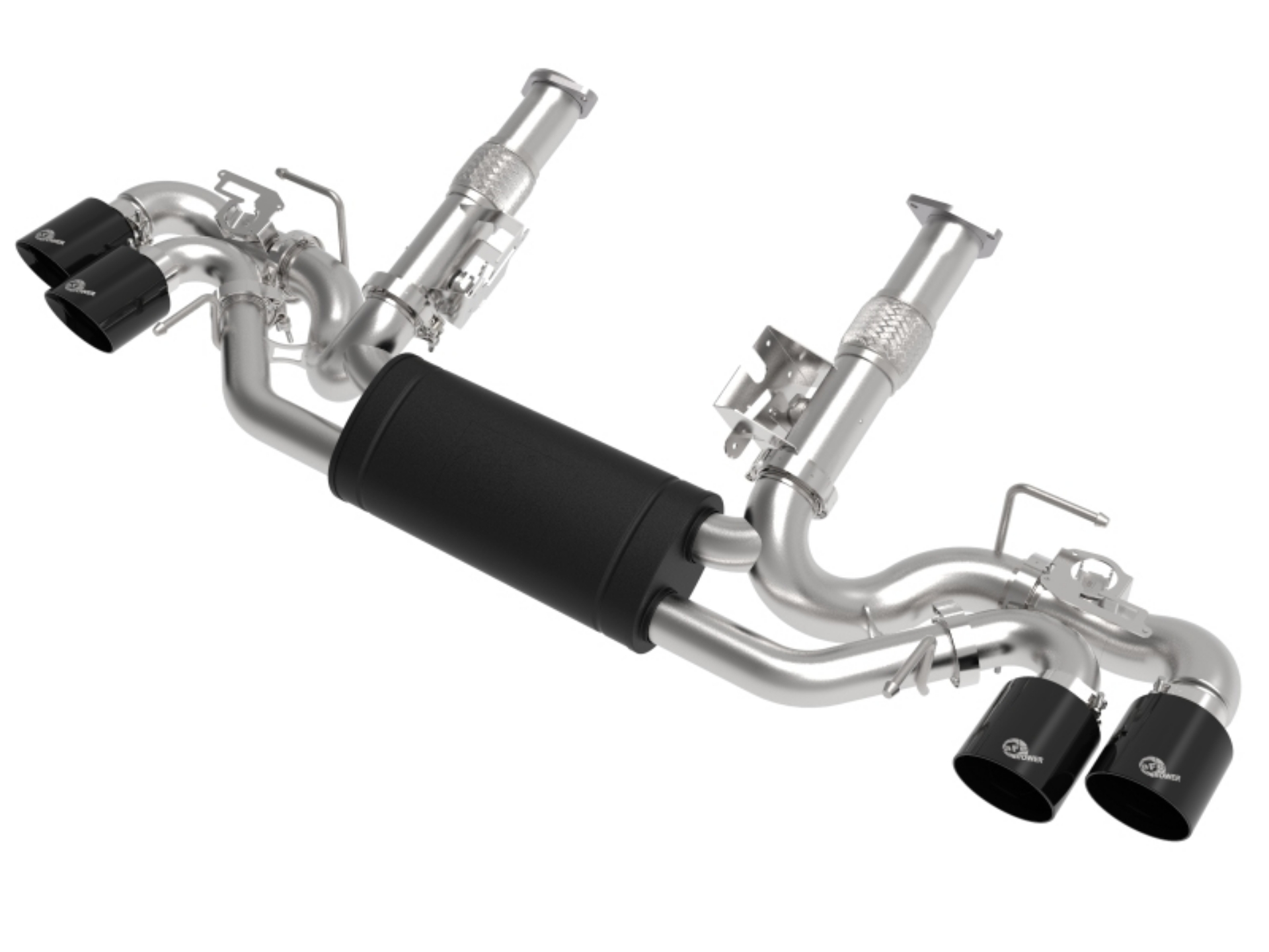 Picture of aFe MACH Force-Xp 3in to 2-1-2in 304SS Cat-Back 2020 Chevy Corvette C8 6-2L - Black Tip
