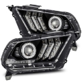 Picture of AlphaRex 10-12 Ford Mustang PRO-Series Projector Headlights Plank Style Jet Black w-Top-Bottom DRL