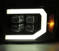 Picture of AlphaRex 07-13 GMC 1500HD NOVA LED Proj Headlights Plank - Jet Black w-Activ Light-Seq Signal-DRL