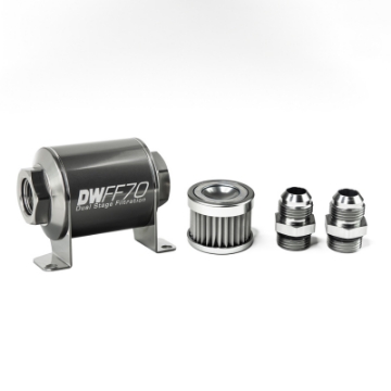 Picture of DeatschWerks Stainless Steel 10AN 5 Micron Universal Inline Fuel Filter Housing Kit 70mm