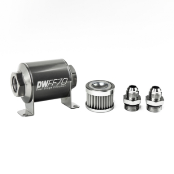 Picture of DeatschWerks Stainless Steel 8AN 5 Micron Universal Inline Fuel Filter Housing Kit 70mm