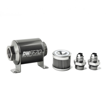 Picture of DeatschWerks Stainless Steel 8AN 40 Micron Universal Inline Fuel Filter Housing Kit 70mm