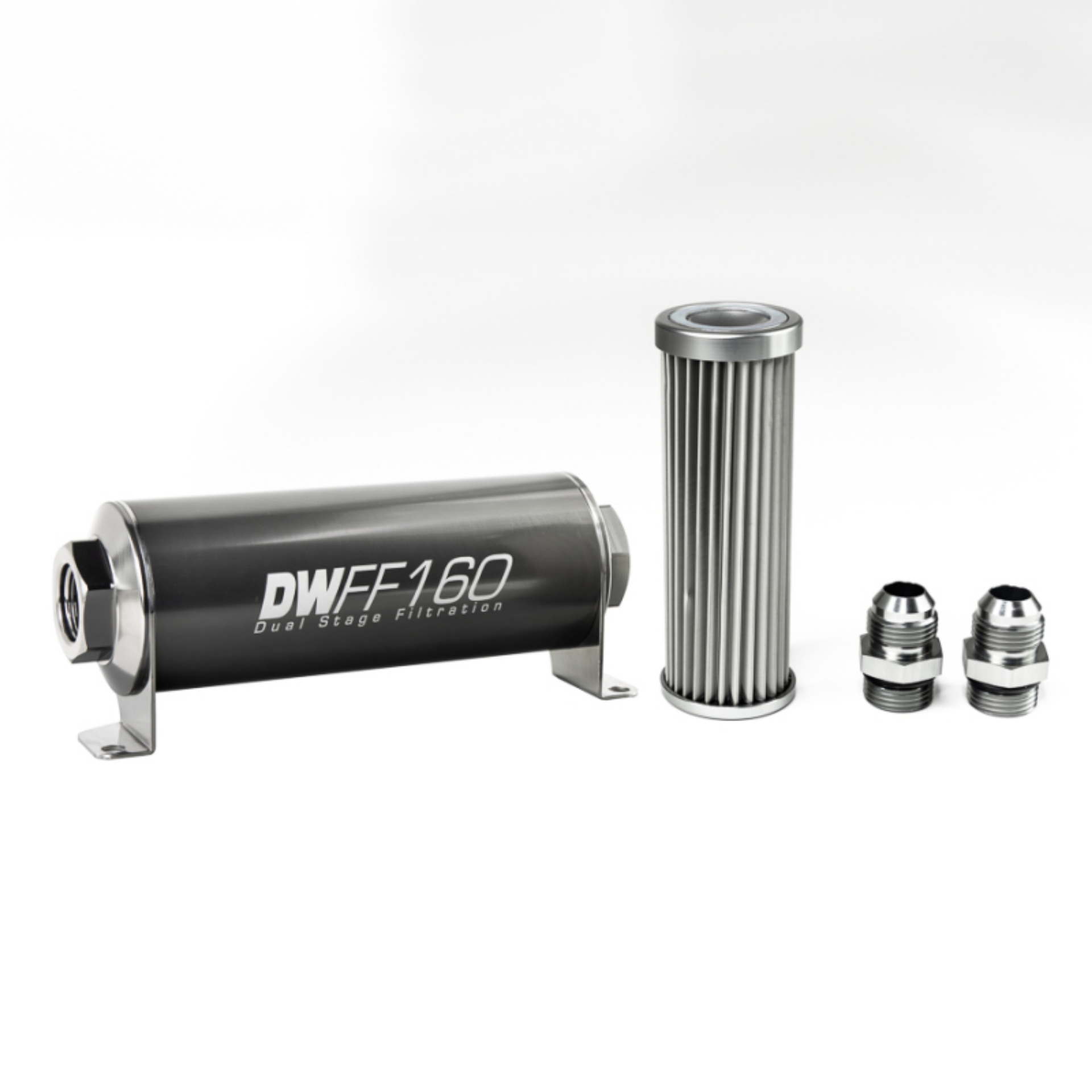 Picture of DeatschWerks Stainless Steel 10AN 5 Micron Universal Inline Fuel Filter Housing Kit 160mm