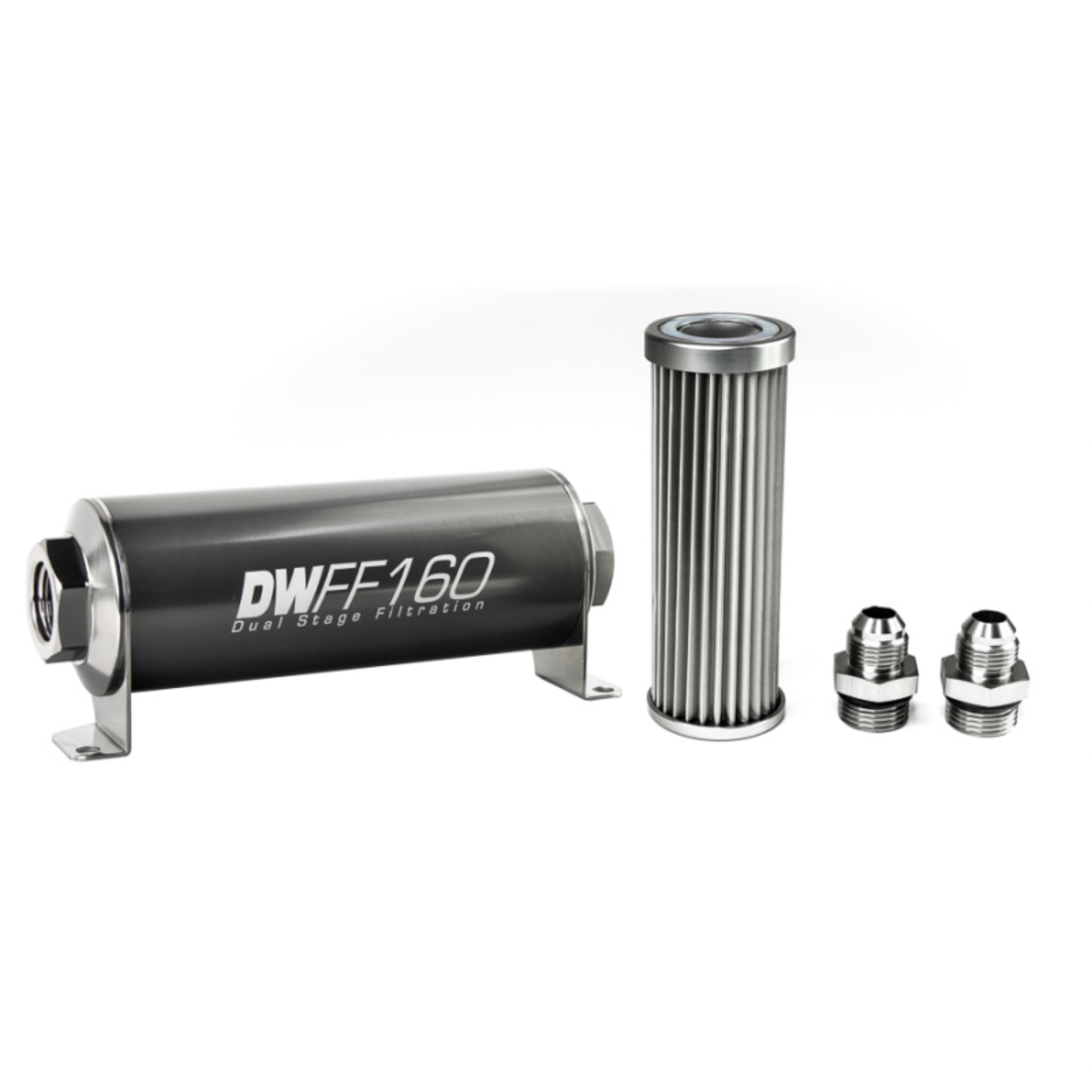 Picture of DeatschWerks Stainless Steel 8AN 5 Micron Universal Inline Fuel Filter Housing Kit 160mm