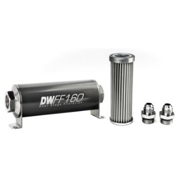 Picture of DeatschWerks Stainless Steel 8AN 5 Micron Universal Inline Fuel Filter Housing Kit 160mm