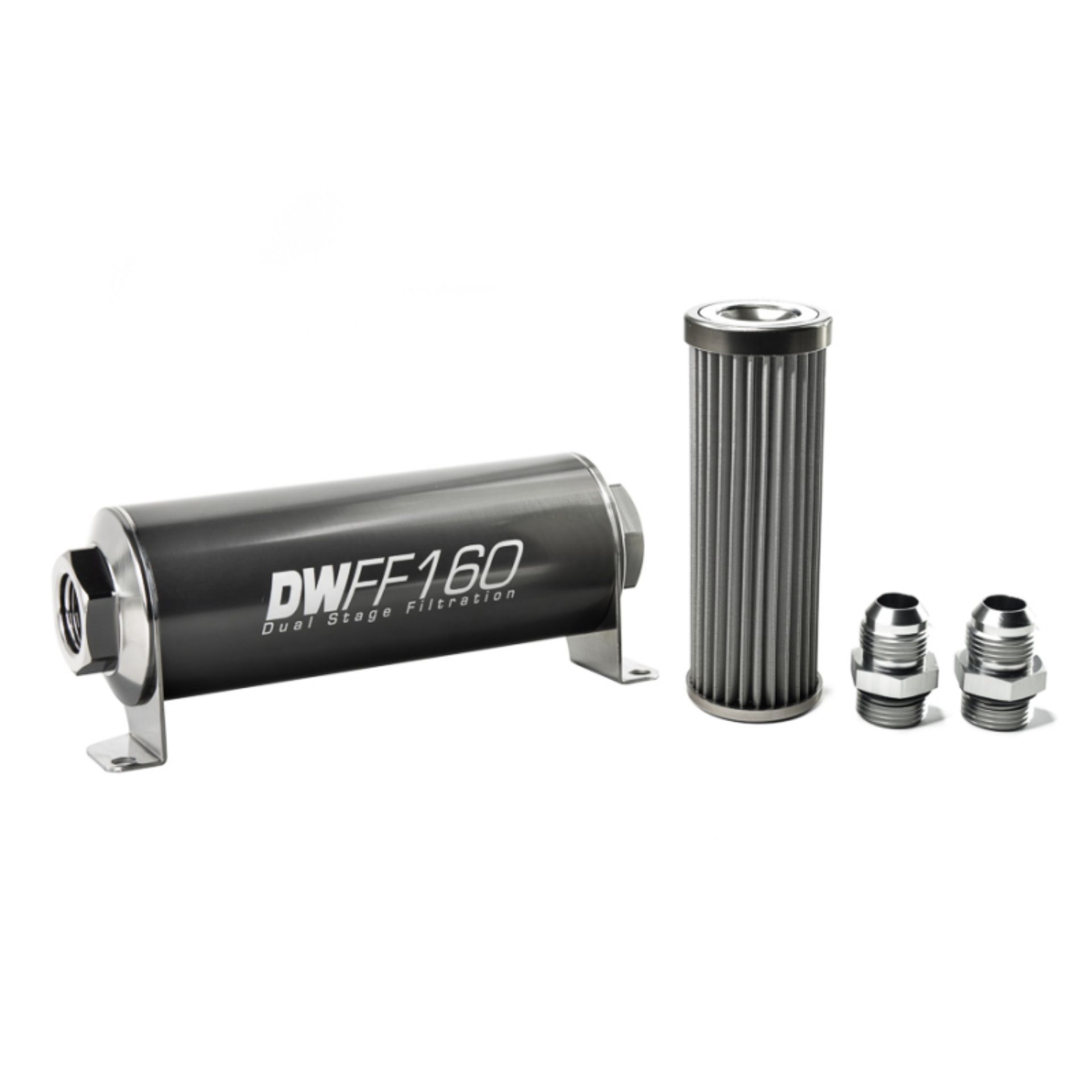 Picture of DeatschWerks Stainless Steel 10AN 40 Micron Universal Inline Fuel Filter Housing Kit 160mm