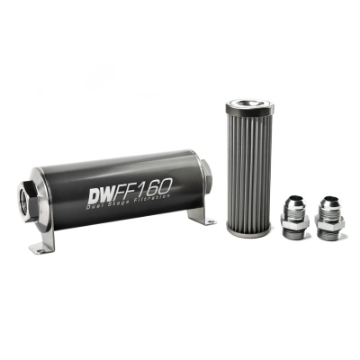 Picture of DeatschWerks Stainless Steel 10AN 40 Micron Universal Inline Fuel Filter Housing Kit 160mm