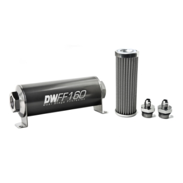 Picture of DeatschWerks Stainless Steel 6AN 100 Micron Universal Inline Fuel Filter Housing Kit 160mm