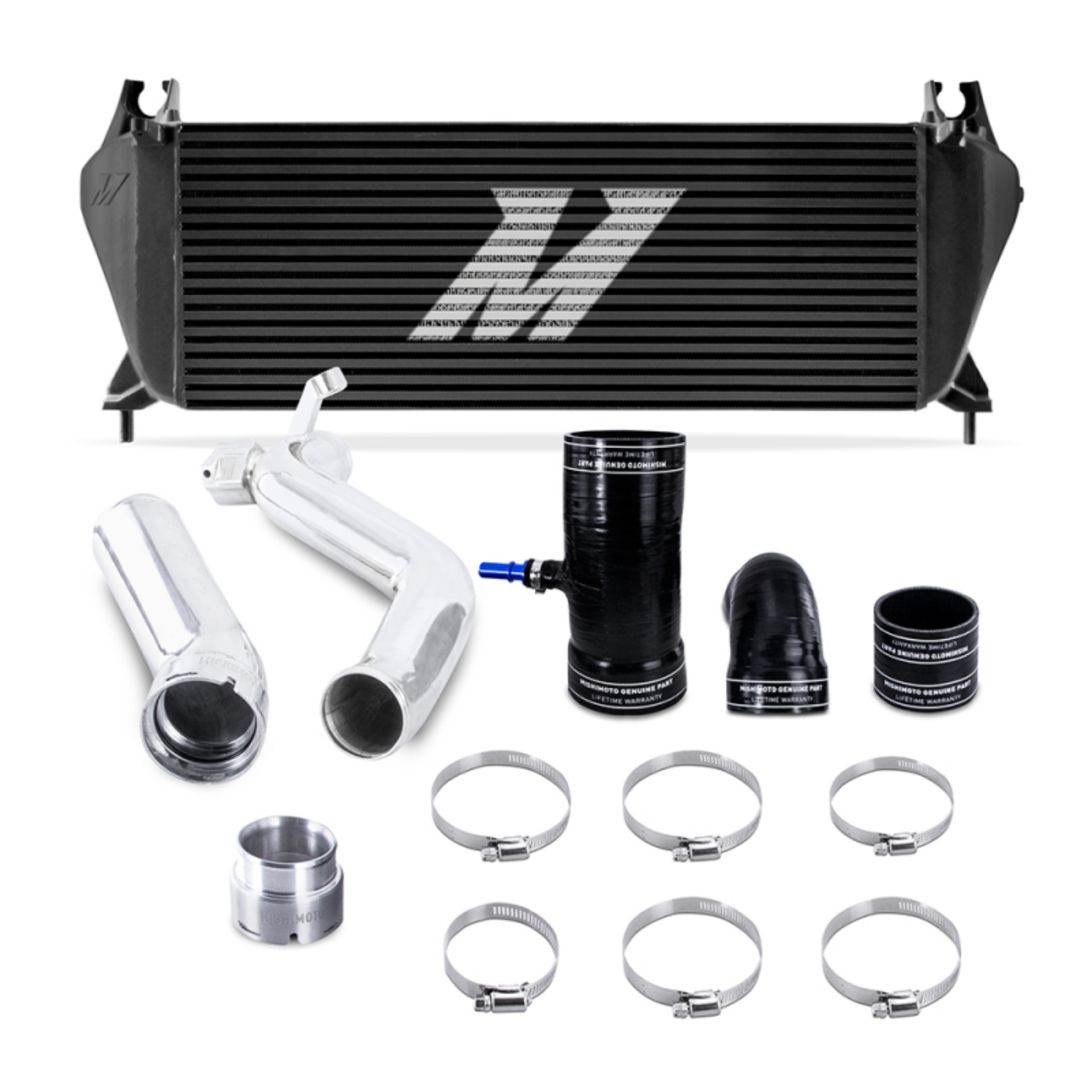 Picture of Mishimoto 19+ Ford Ranger 2-3L EcoBoost Intercooler Kit - Black + Polished Pipes