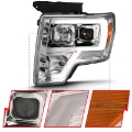 Picture of ANZO 2009-2014 Ford F-150 Projector Headlight Plank Style Chrome Amber