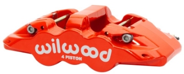 Picture of Wilwood Caliper - Aero4-DS Forged Four-Piston Caliper Black 1-38in Piston 1-10in Rotor - Red