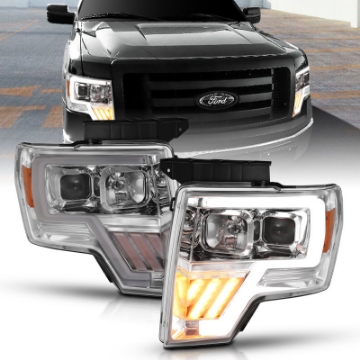 Picture of ANZO 2009-2014 Ford F-150 Projector Headlight Chrome Amber